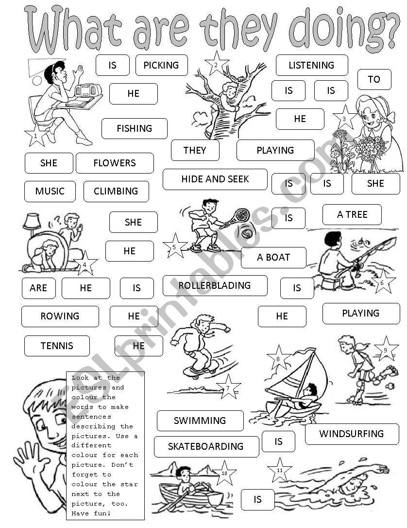 present continuous (2 pages) worksheet