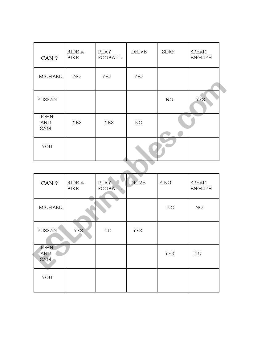 Can speaking activity worksheet