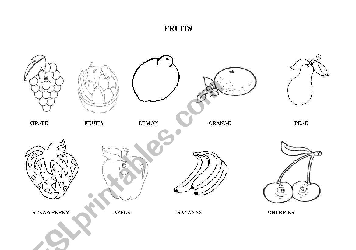 FRUITS AND VEGETABLES worksheet