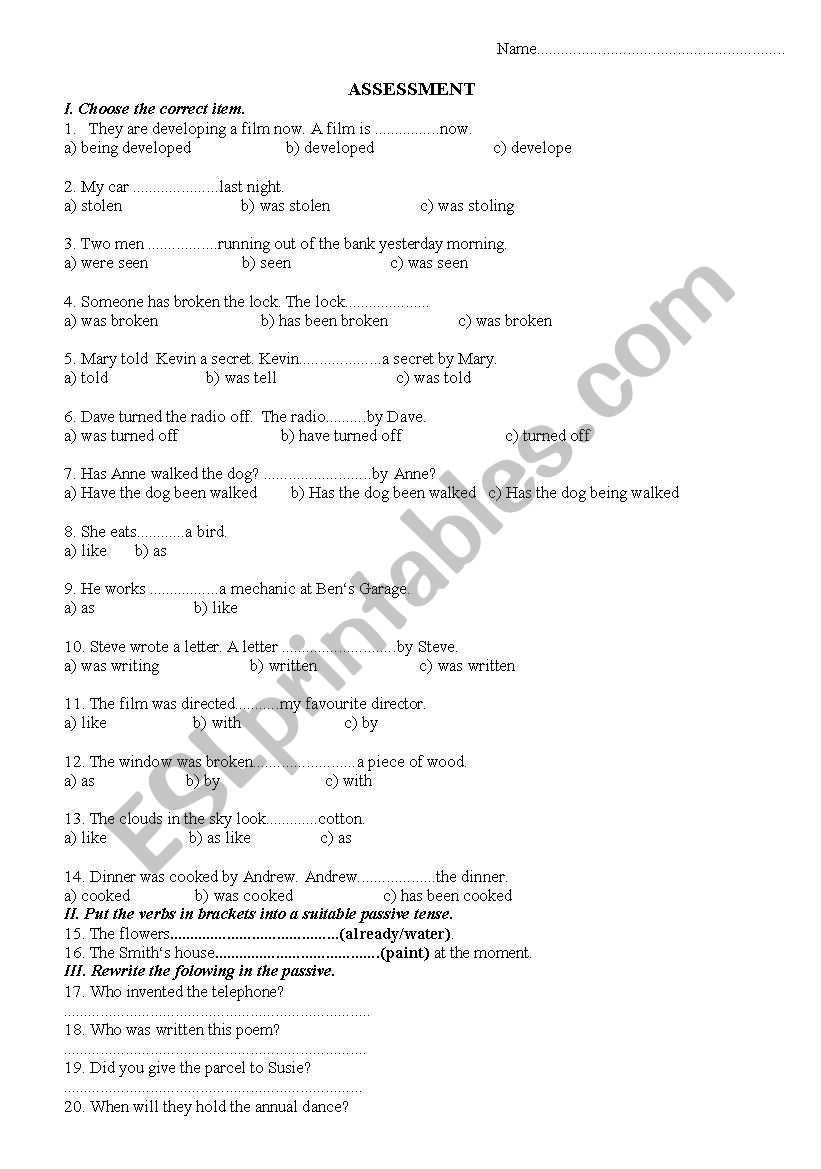 Passive voice worksheet