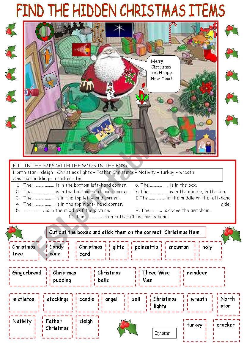 HIDDEN CHRISTMAS ITEMS worksheet