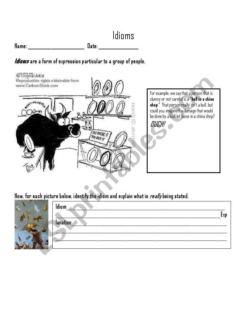 Idioms worksheet