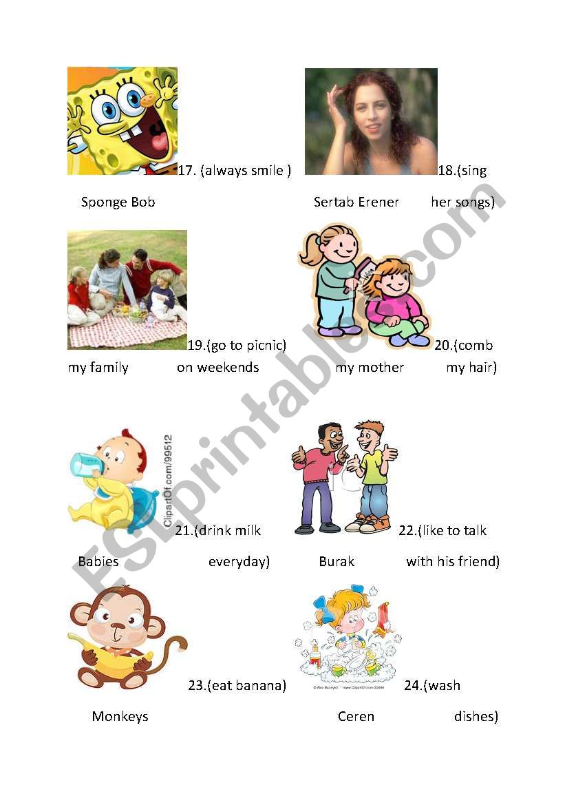 simple present tense activity card 3