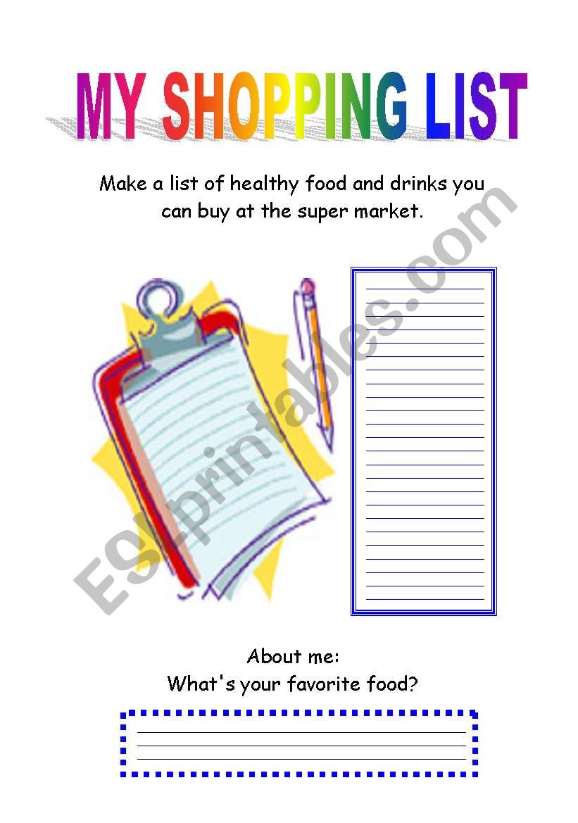 food worksheet