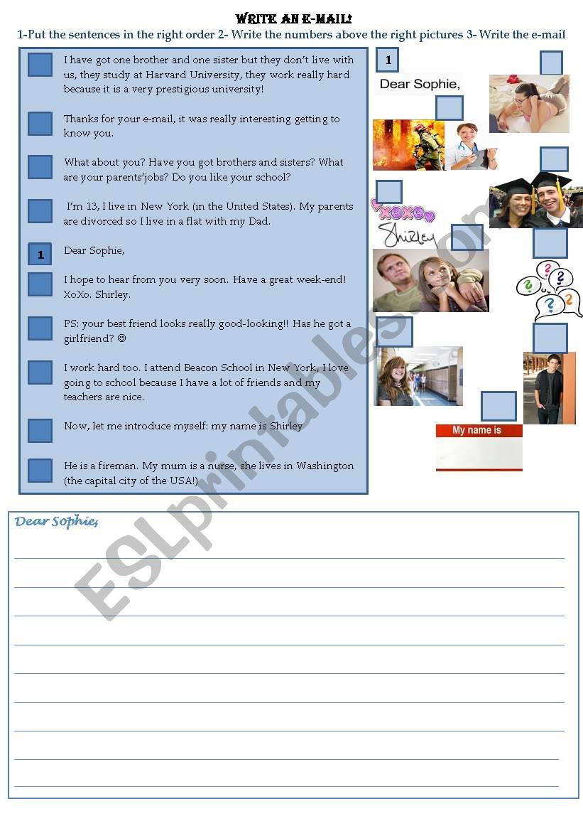 Write an e-mail! (1/2) worksheet