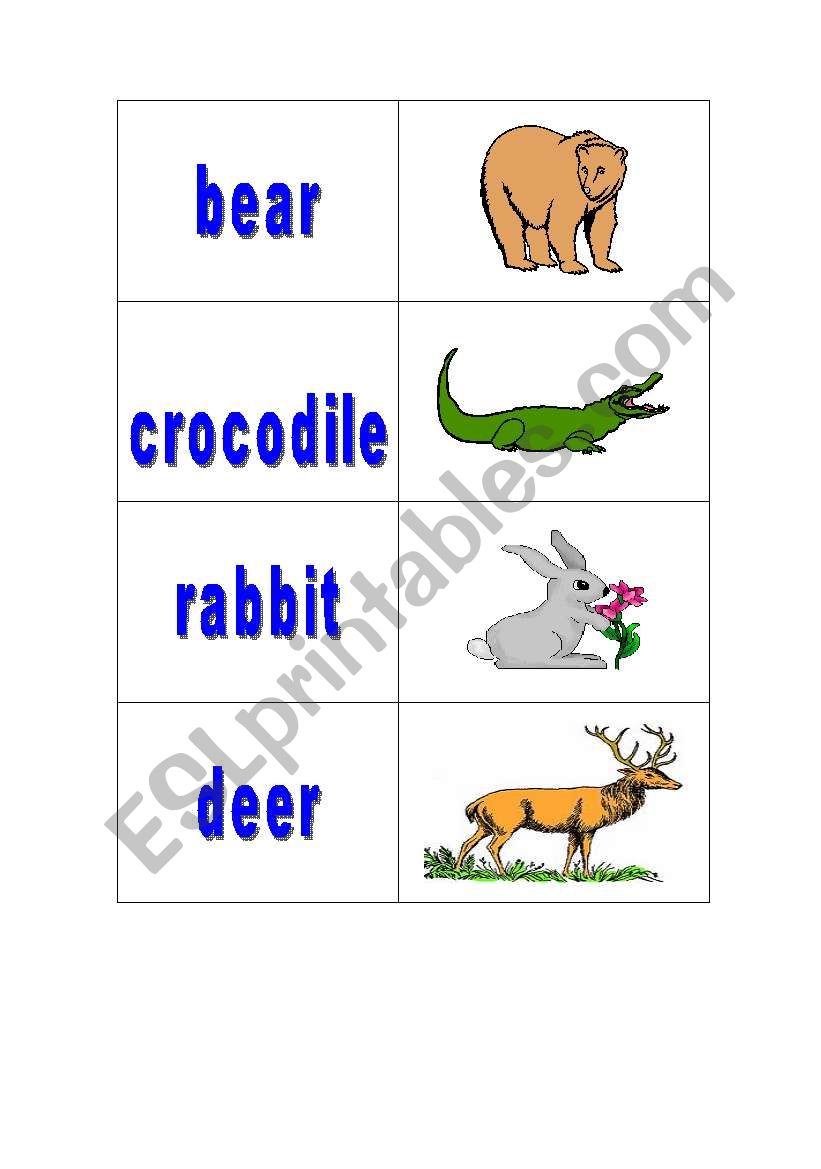 animals memory game  worksheet