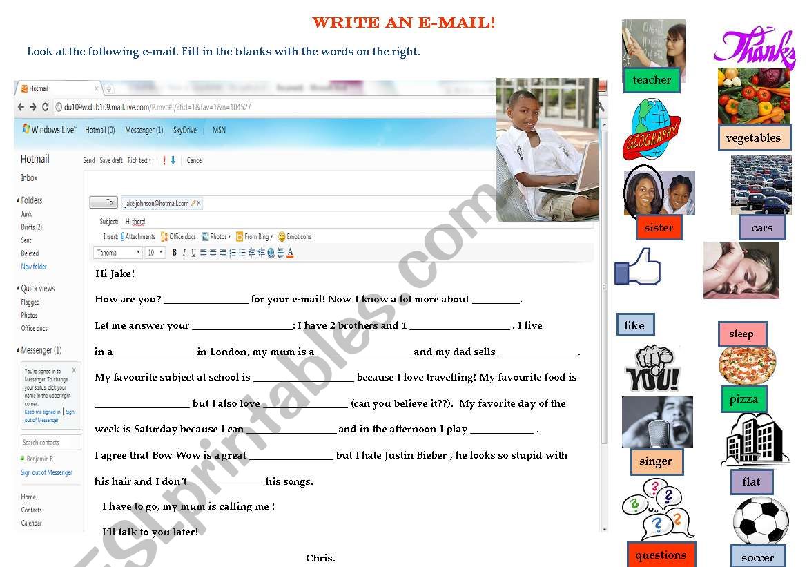 Write an e-mail! (2/2) worksheet