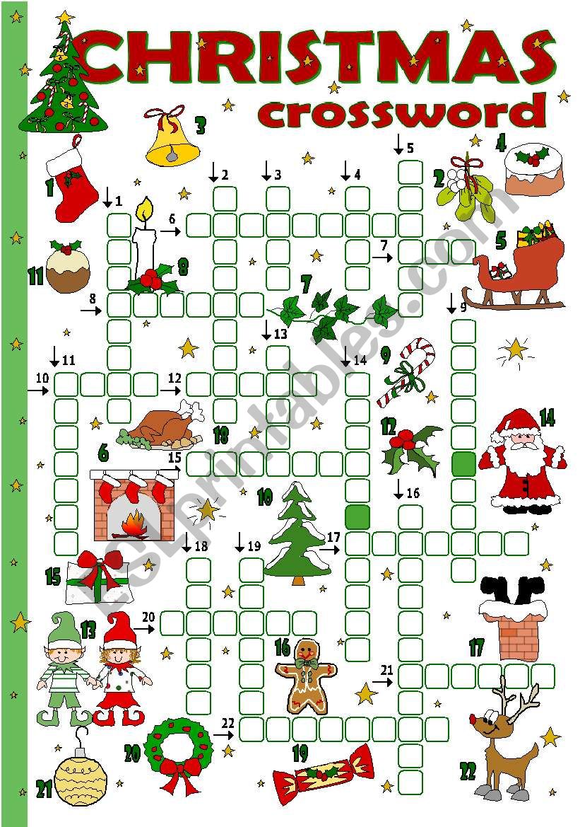 Christmas crossword worksheet