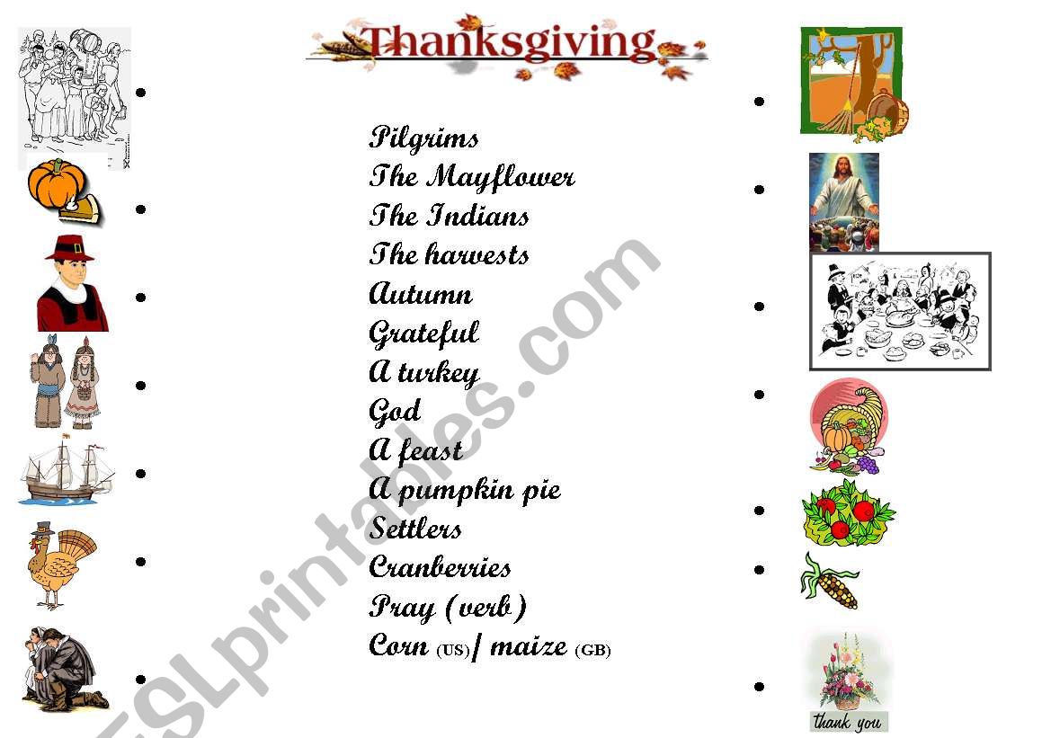 Thanksginving vocabulary quizz