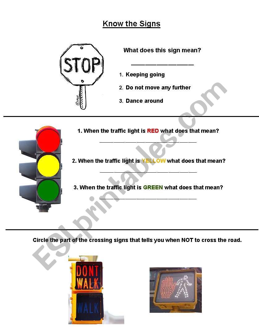 Know the Signs worksheet
