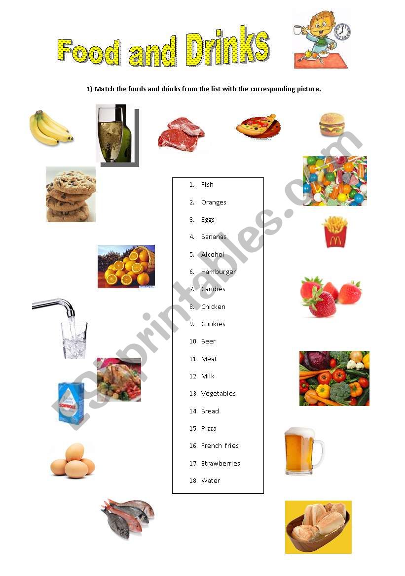 Food and drinks worksheet