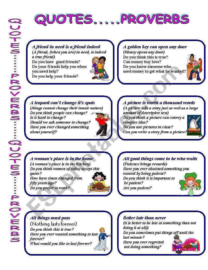 QUOTES AND PROVERBS worksheet