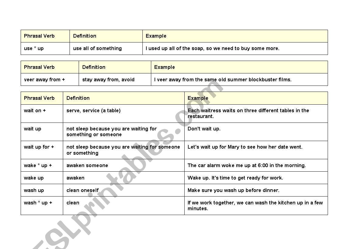 phrasl verbs (2) worksheet