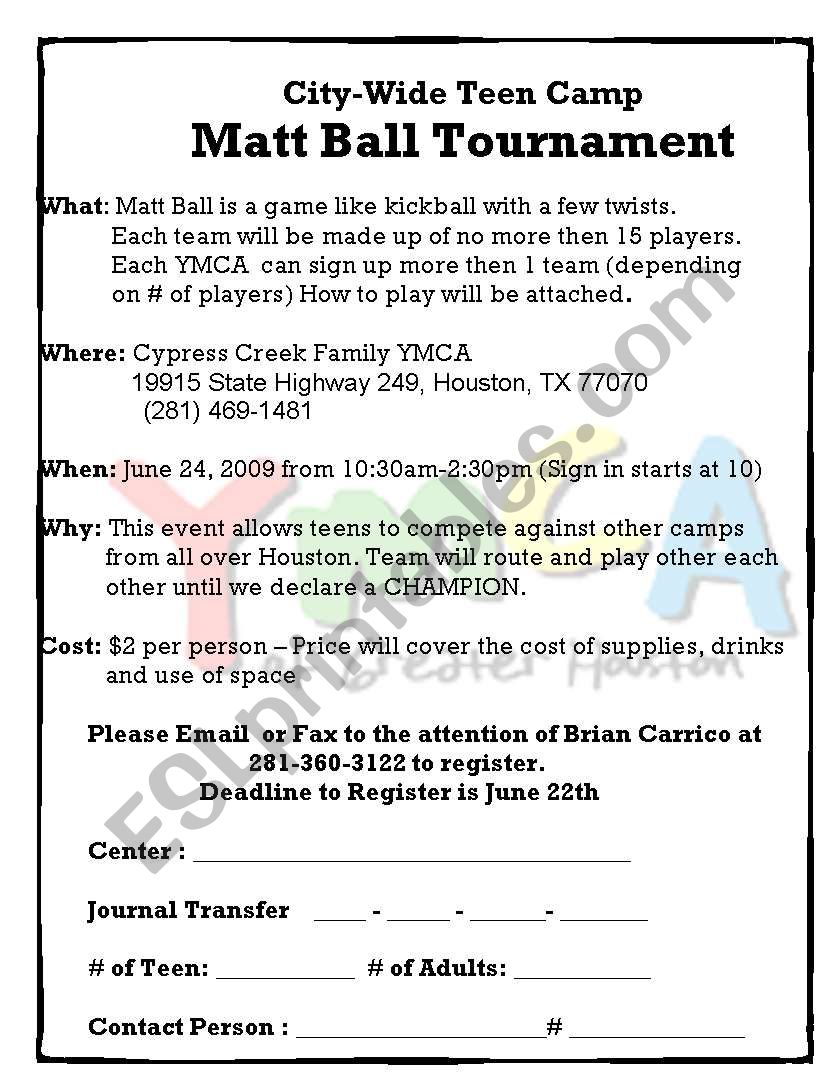 Matt Ball worksheet