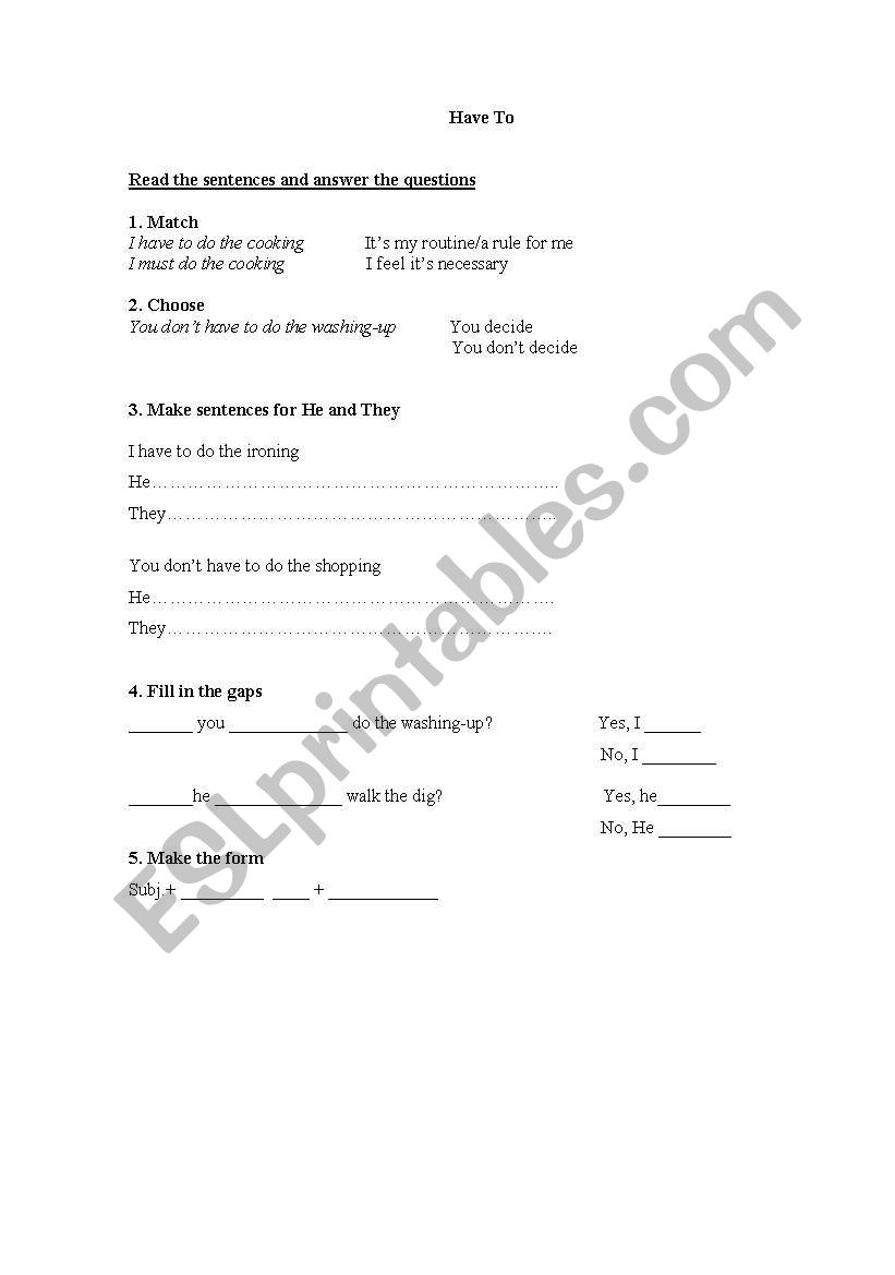 Have to worksheet