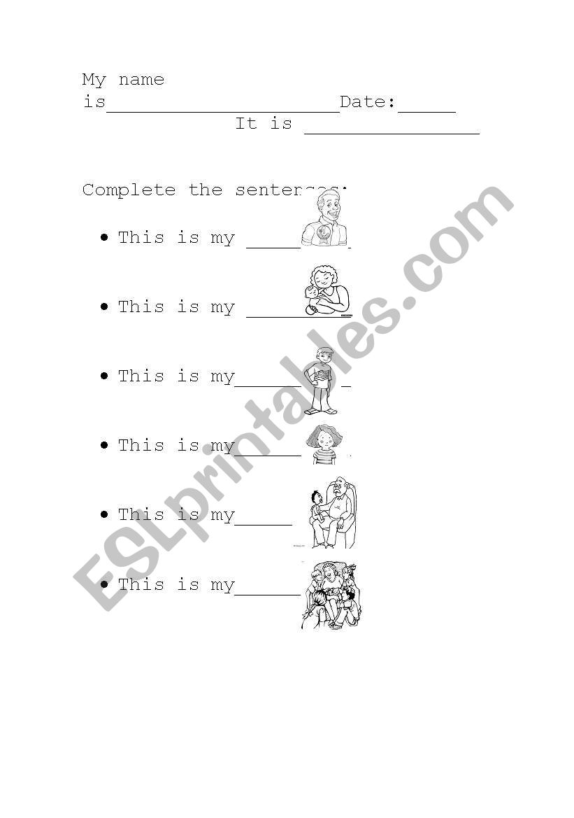 FAMILY worksheet