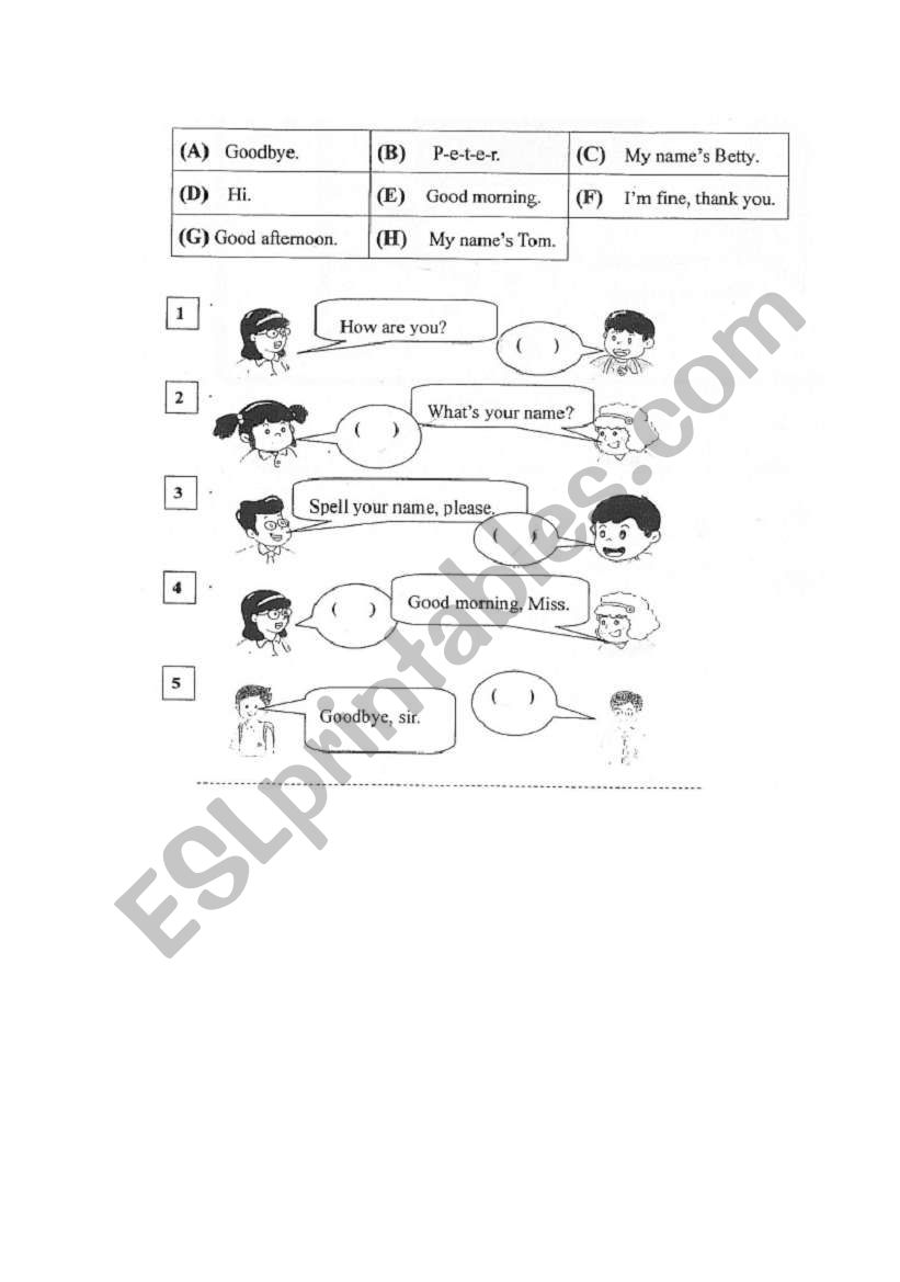 Greeting worksheet