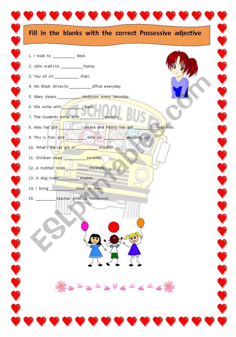 Possessive  adjective worksheet