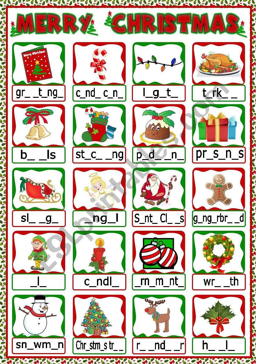 Christmas vocabulary - gap filling 