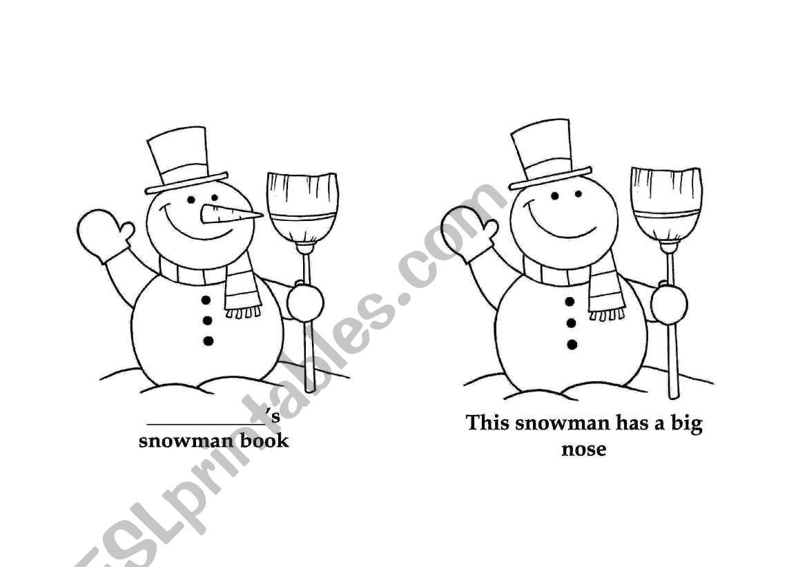 Snowman book worksheet