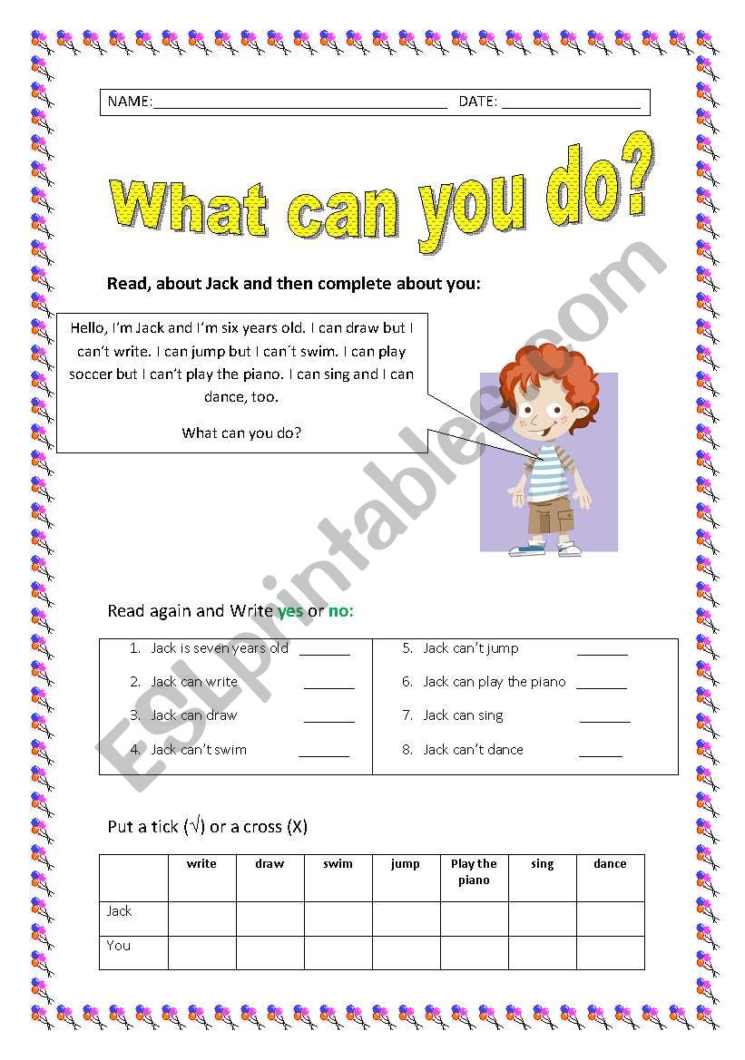 What can you do worksheet