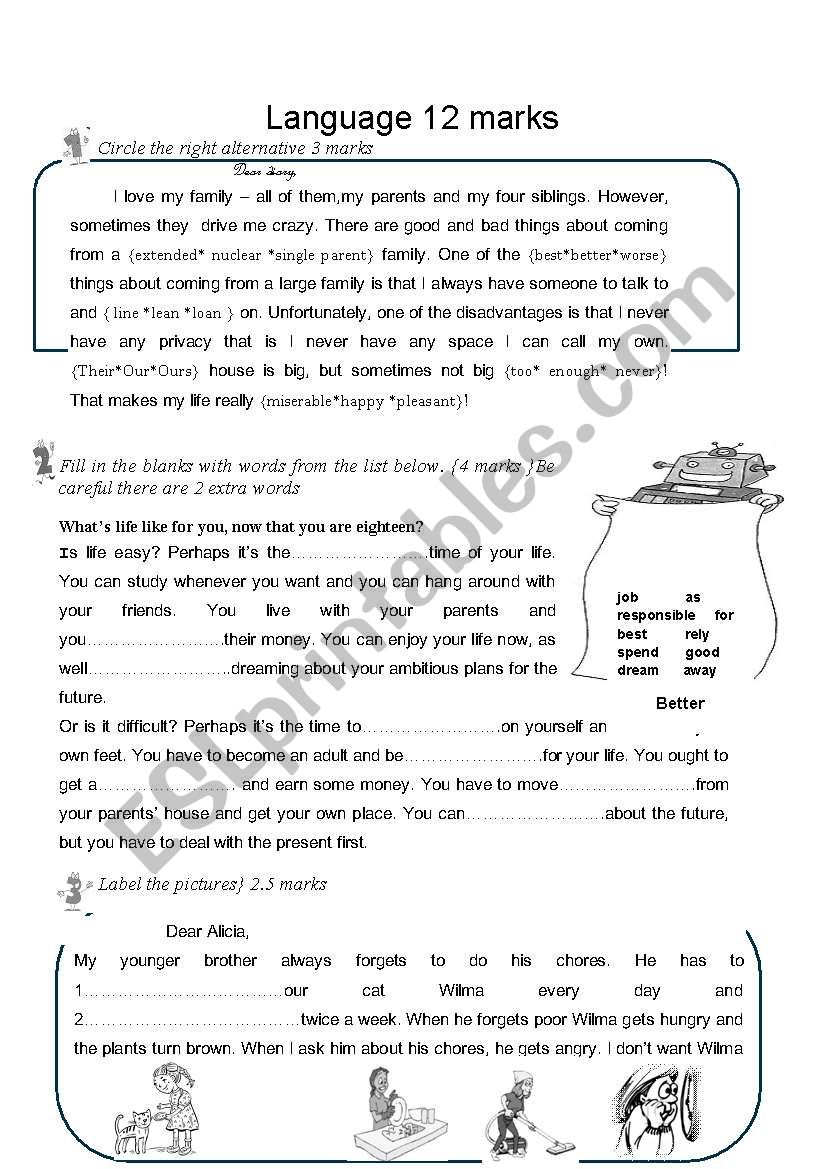 mid term test worksheet