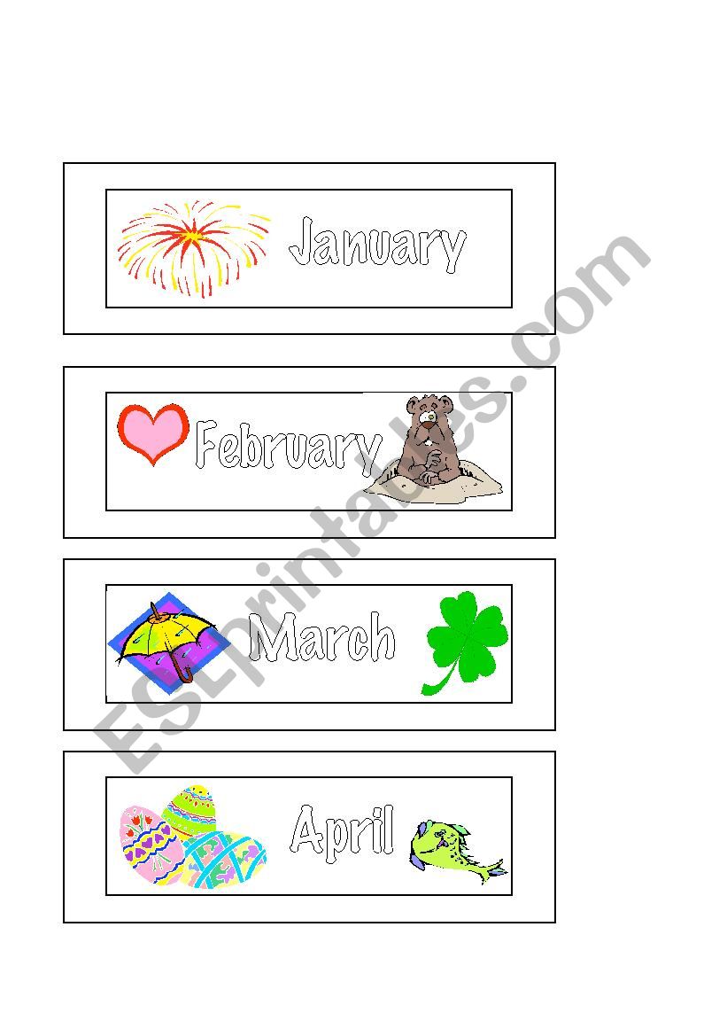 months of the year classroom cards