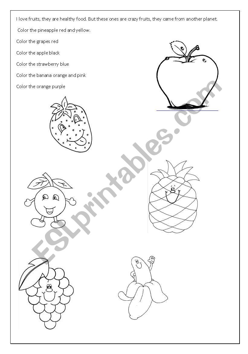 crazy fruits worksheet