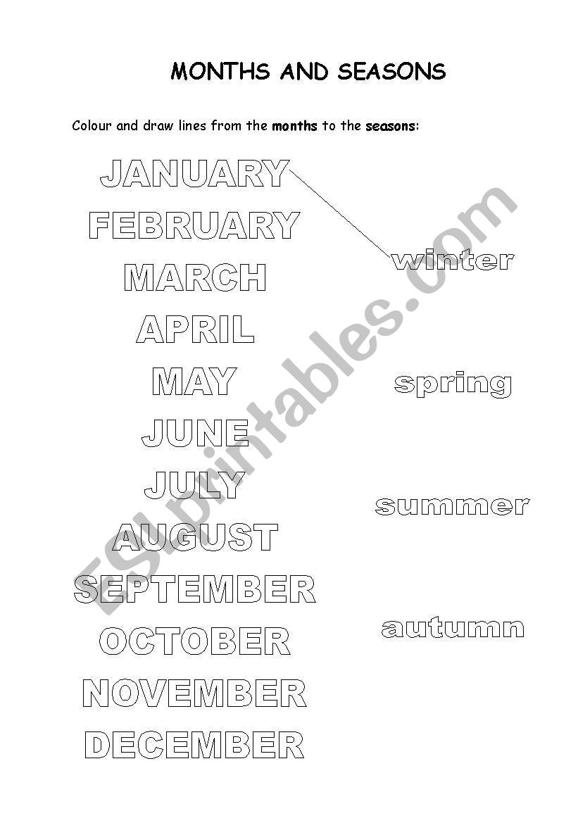 Months and Seasons worksheet