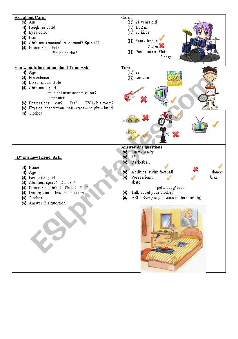 Pair work  worksheet