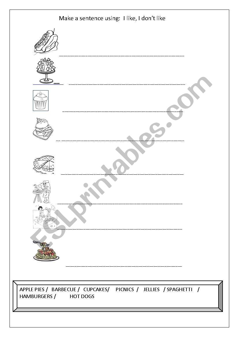 junk food worksheet