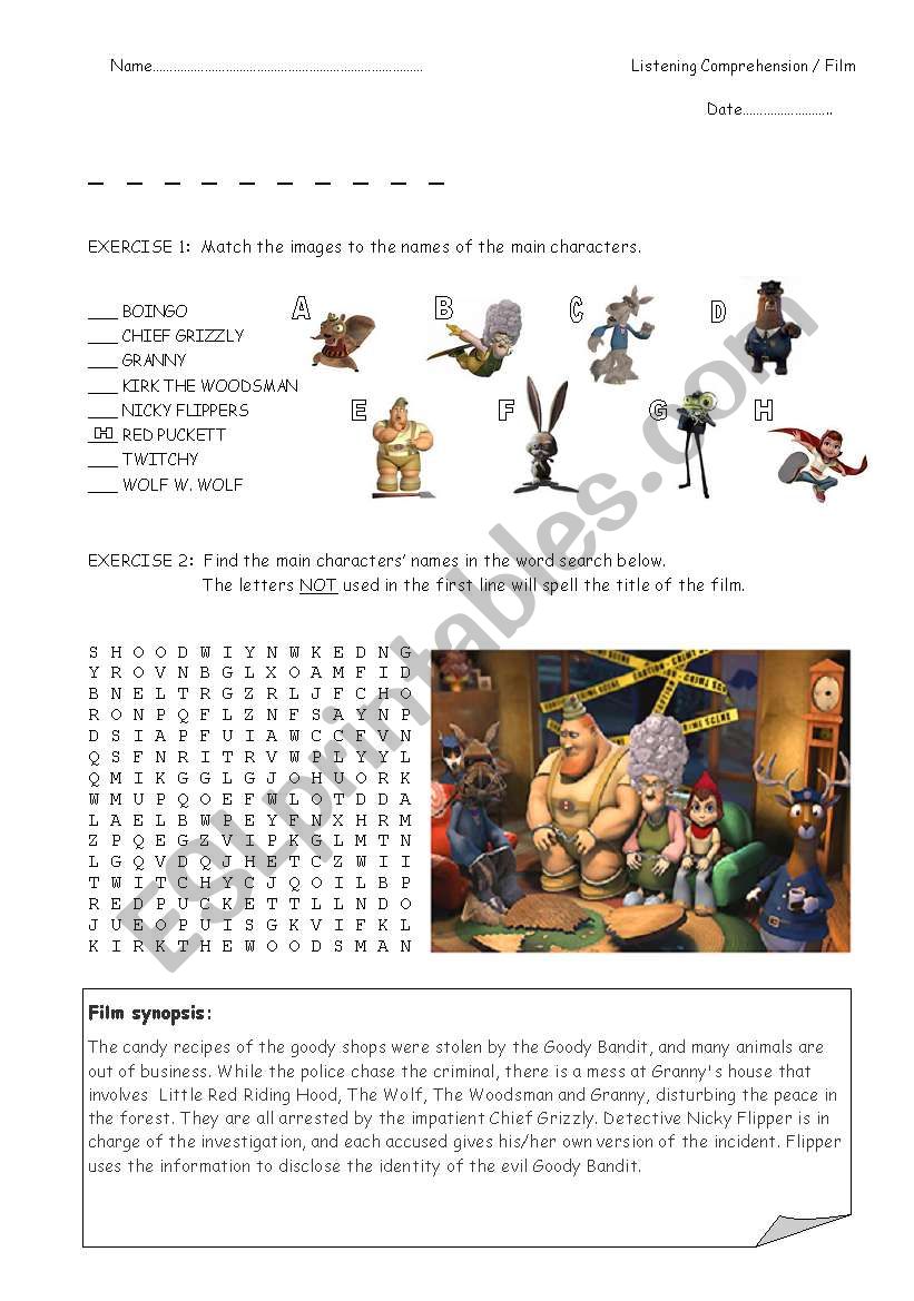 Hoodwinked worksheet