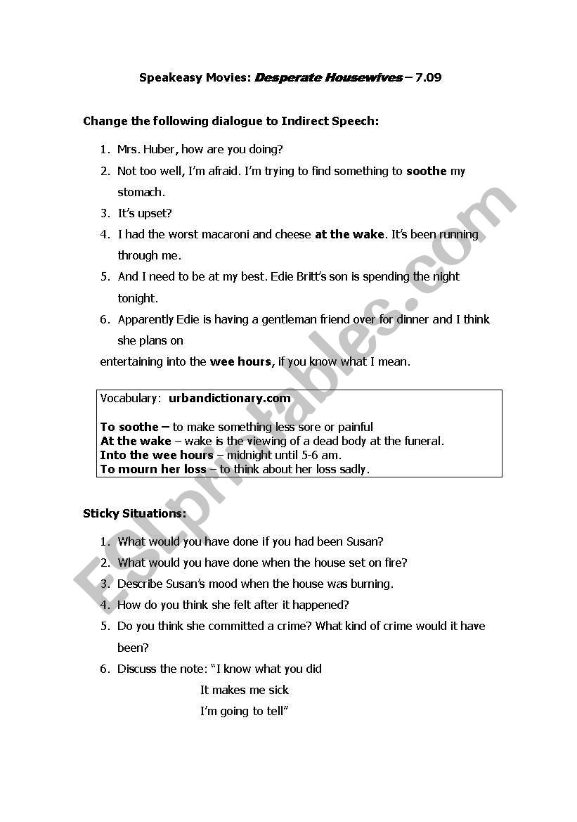 Desperate Housewives worksheet