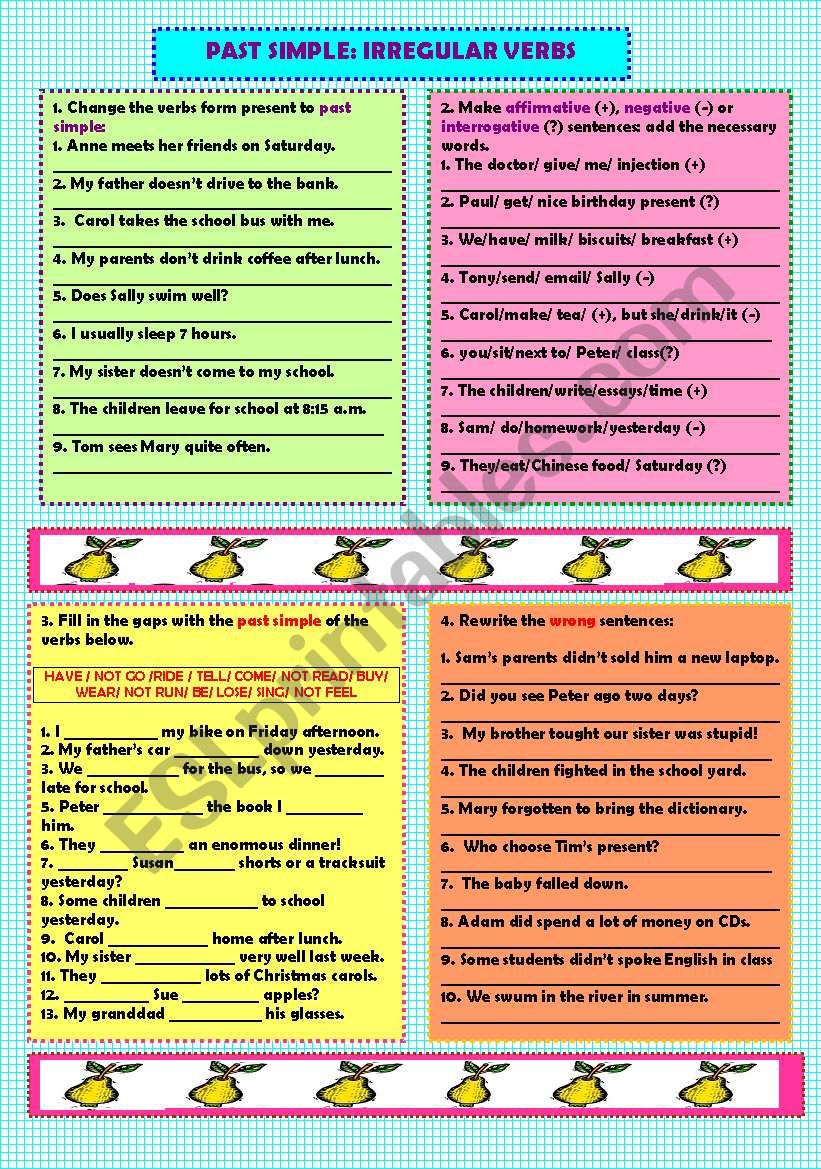 Past simple: irregular verbs worksheet