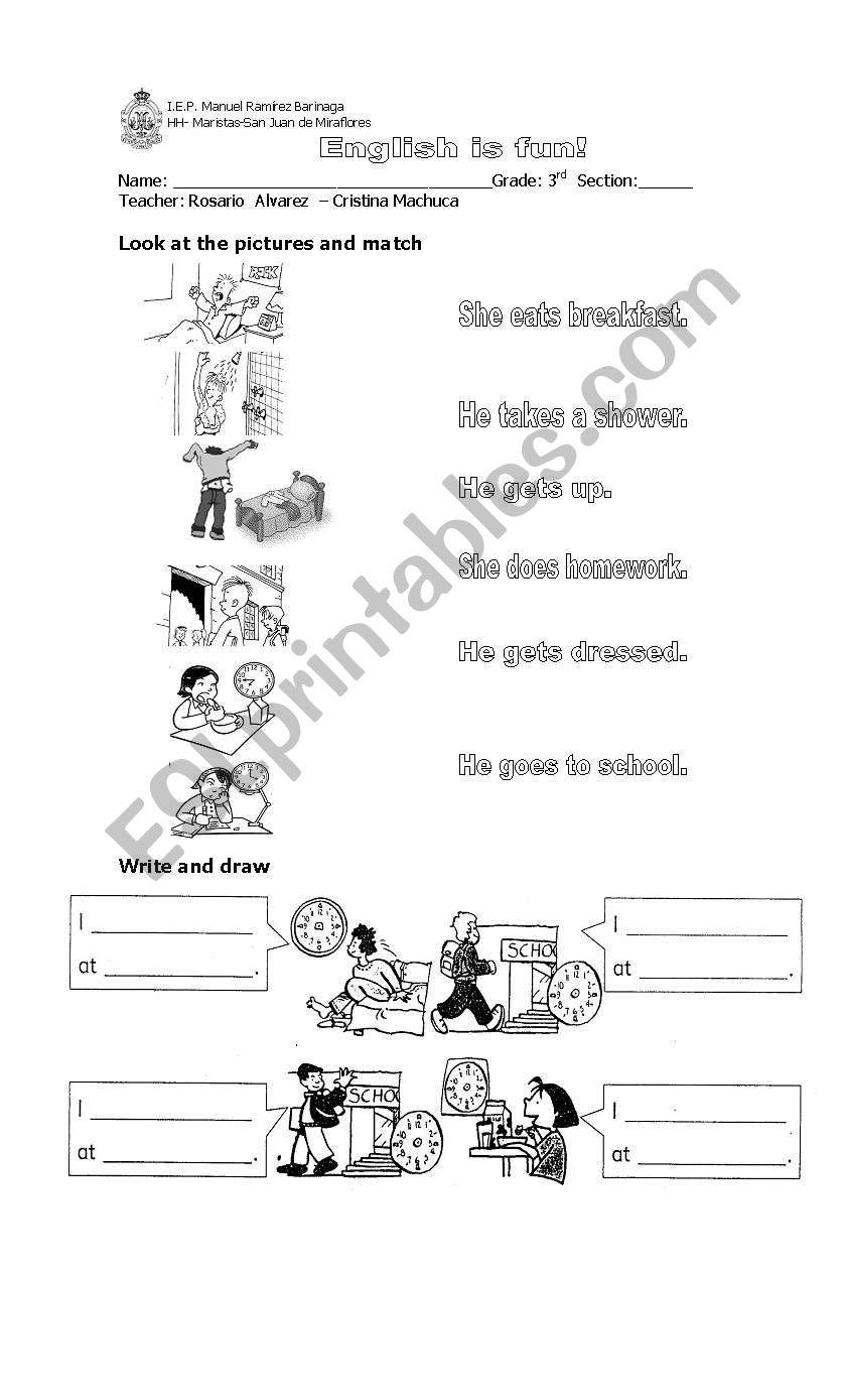 Daily routines worksheet