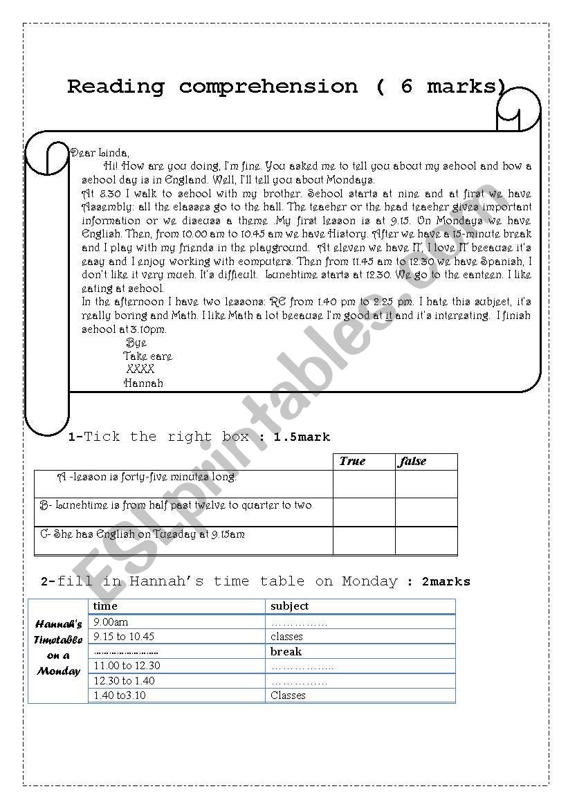 End of term test 1 worksheet