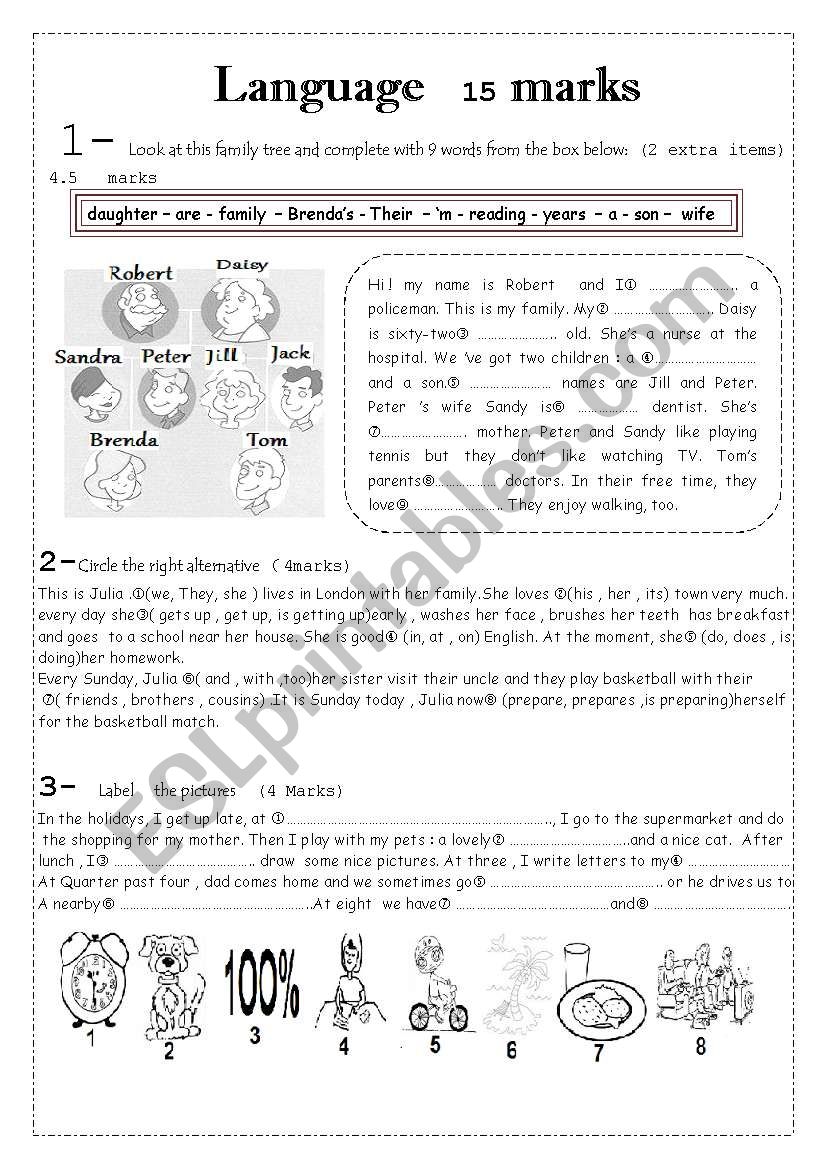 main test 1 7th form worksheet