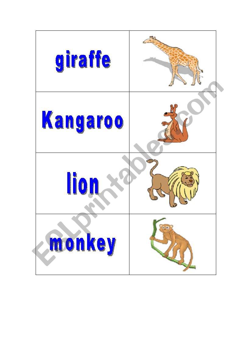 animals memory game part 2 worksheet