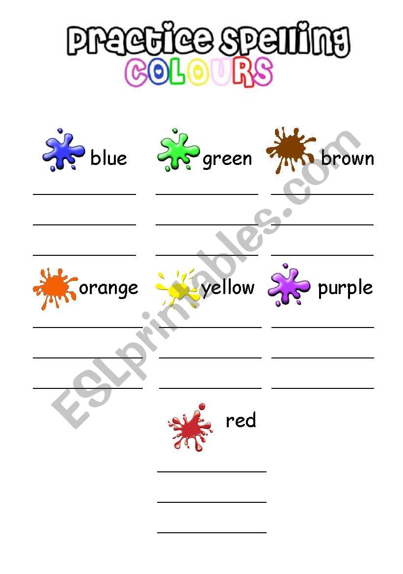 COLOURS SPELLING worksheet