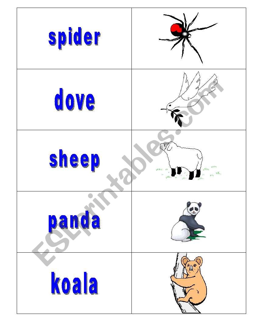 ANIMALS MEMORY GAME PART 3 worksheet