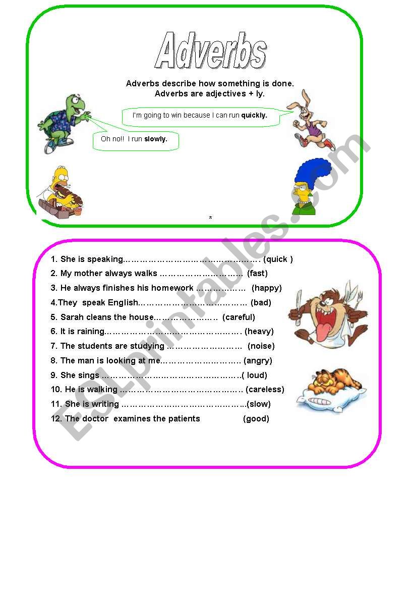 adverbs worksheet