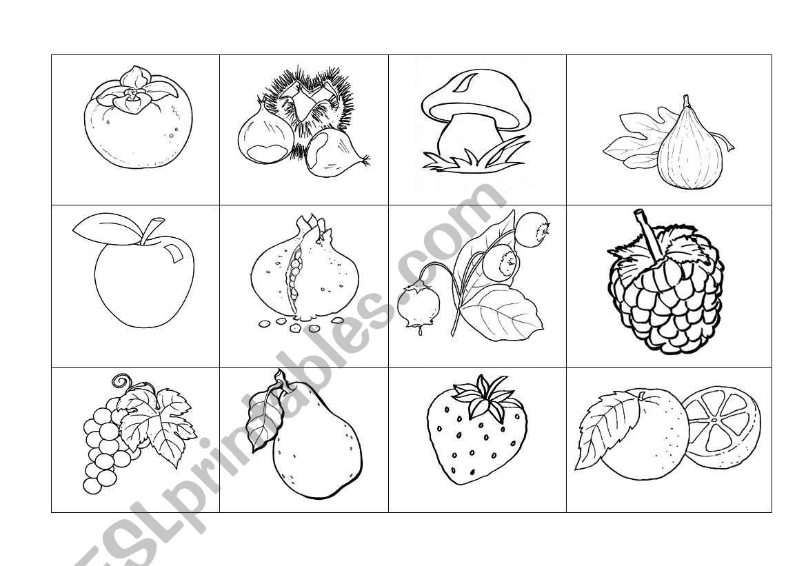 Bingo fruit worksheet