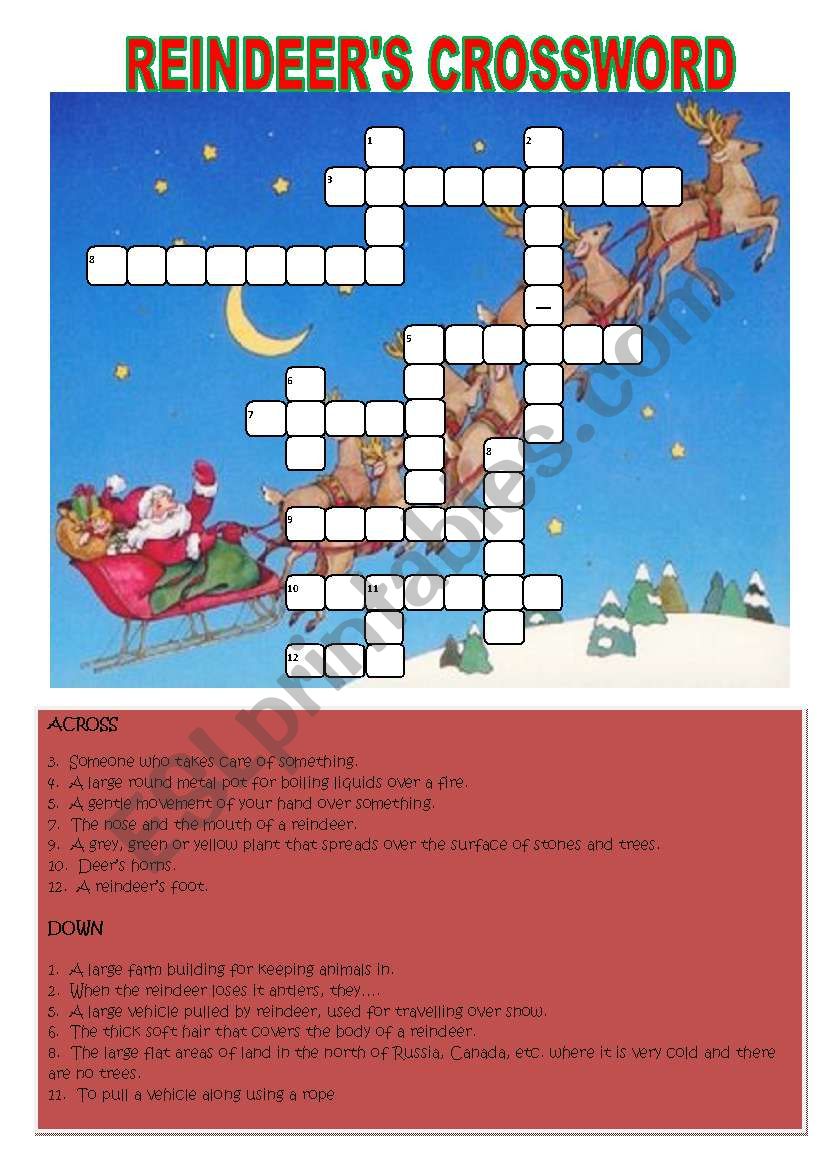 Reindeers Crossword worksheet