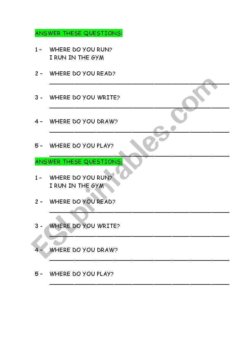 parts of the school worksheet