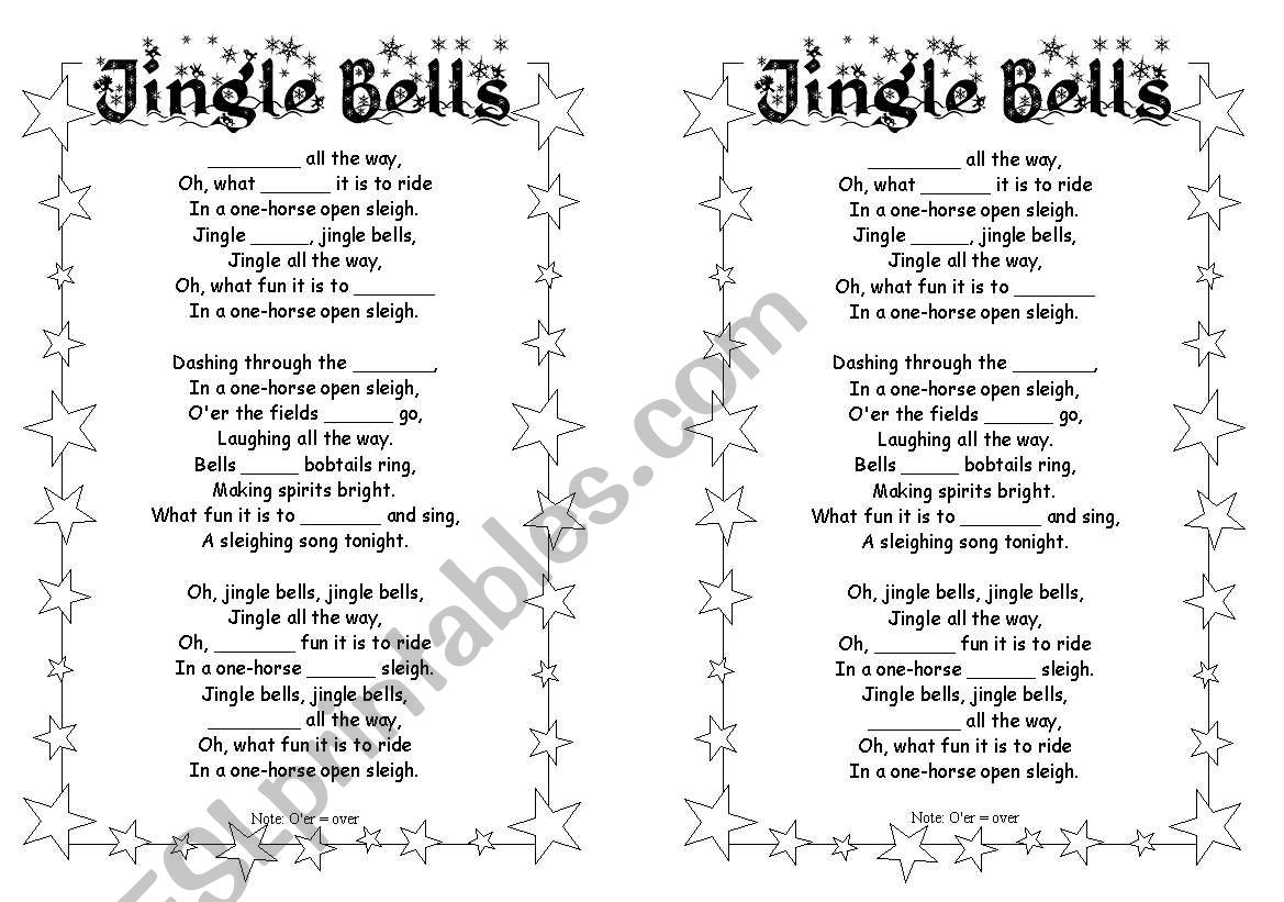 Jingle Bells Gap-fill worksheet