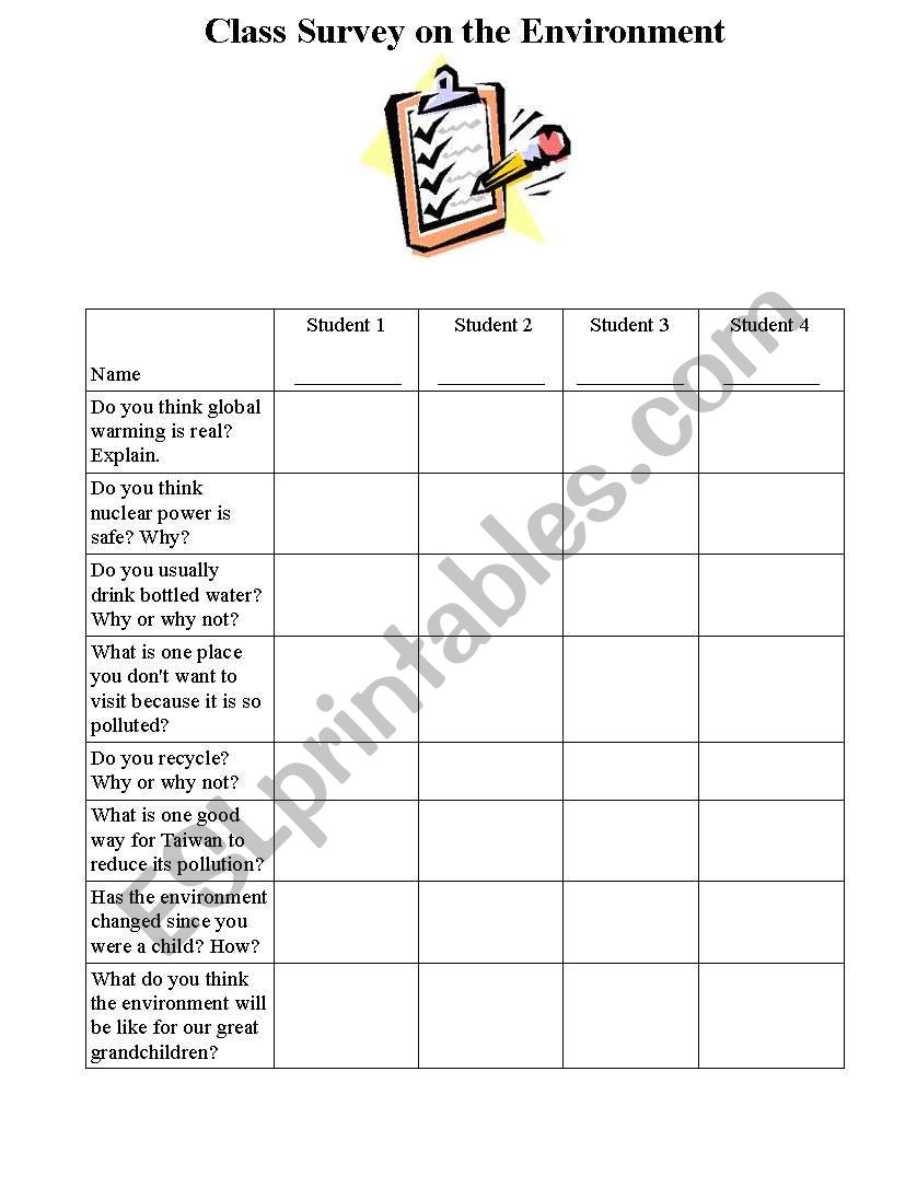 Environment Survey worksheet