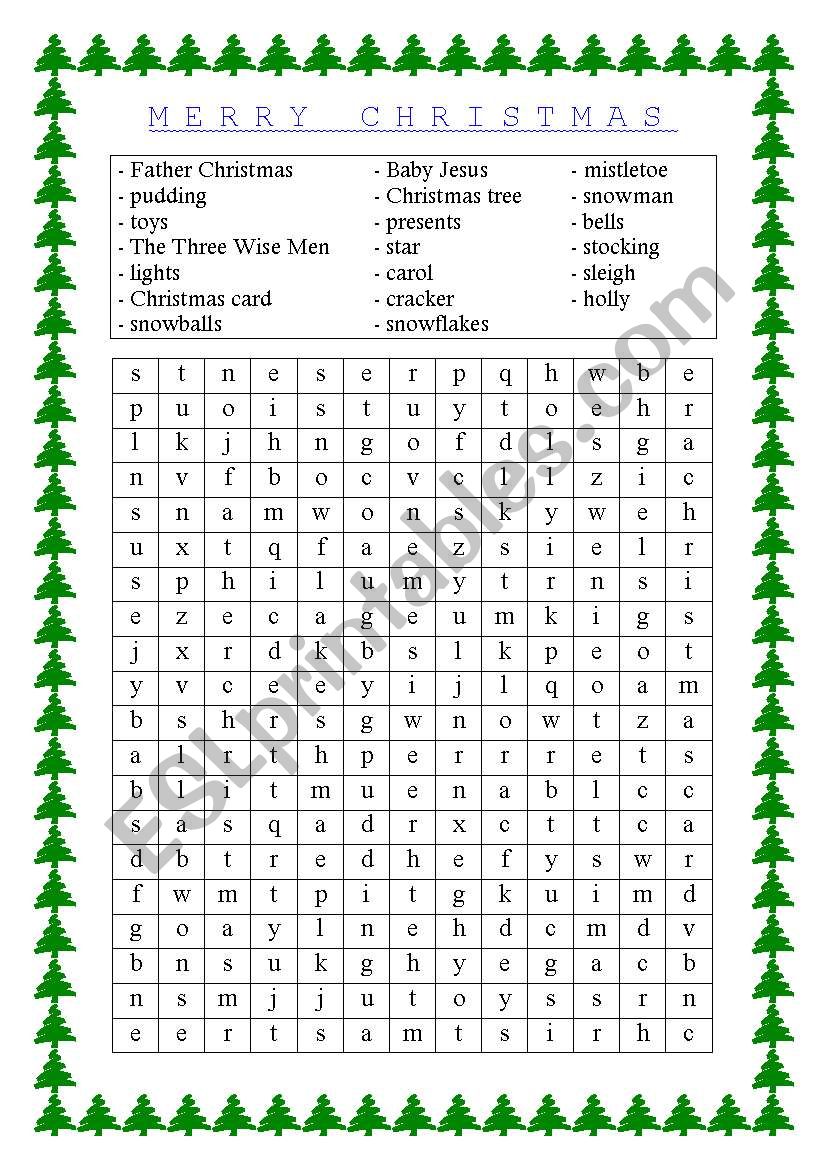 CHRISTMAS WORDSEARCH worksheet