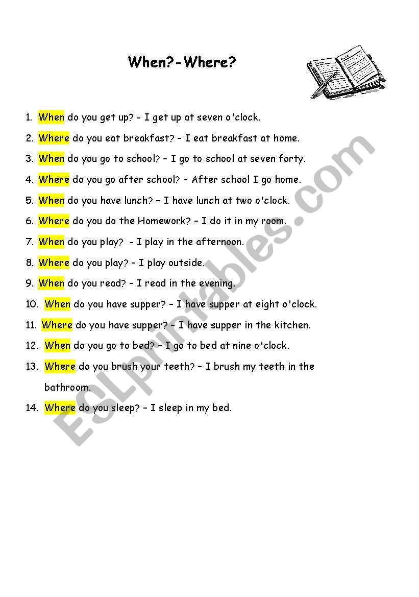 When?-Where? worksheet