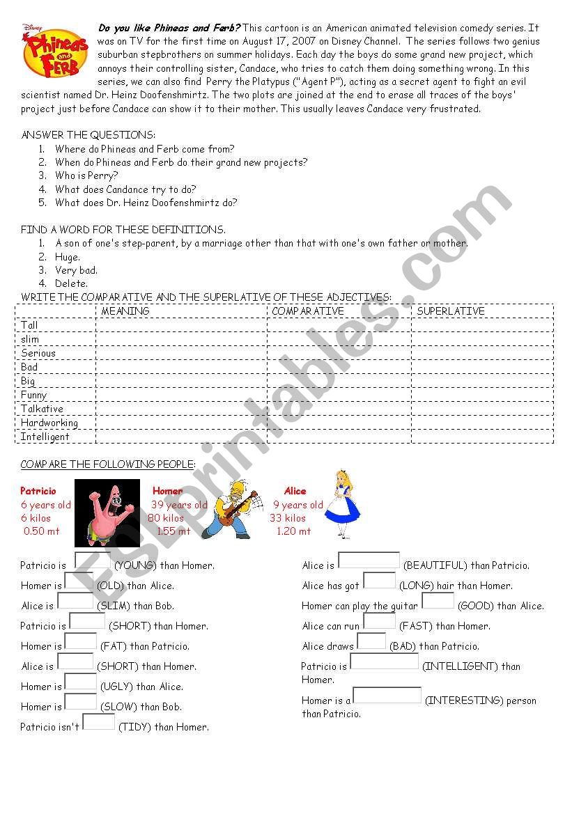 Comparison worksheet