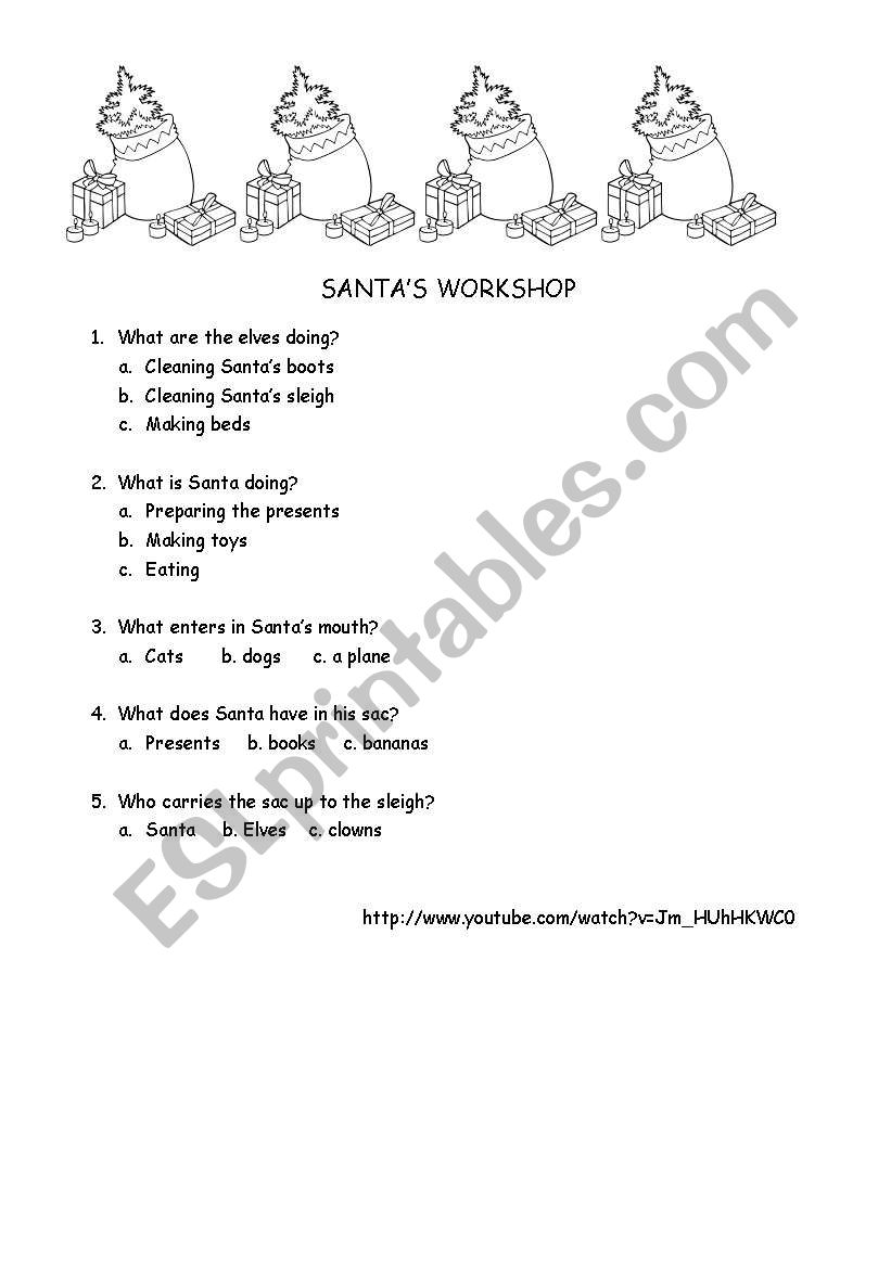 SANTAS WORKSHOP worksheet